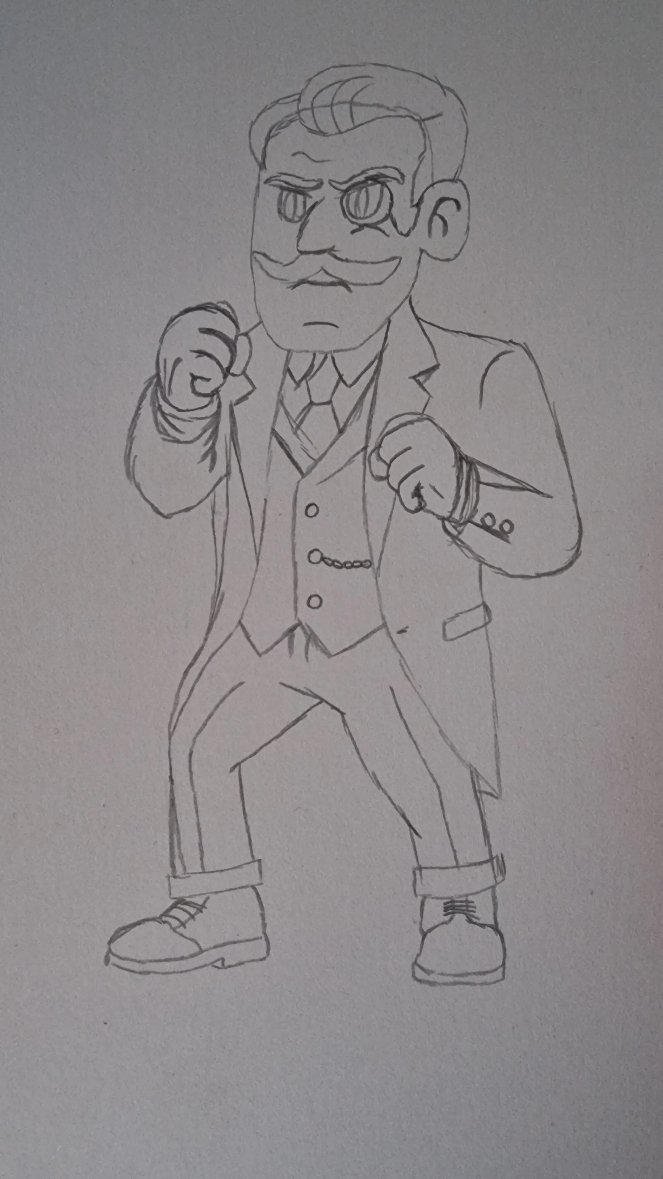 Early pencil sketch of Sebastian G. Dornez, human servant from Vaesen