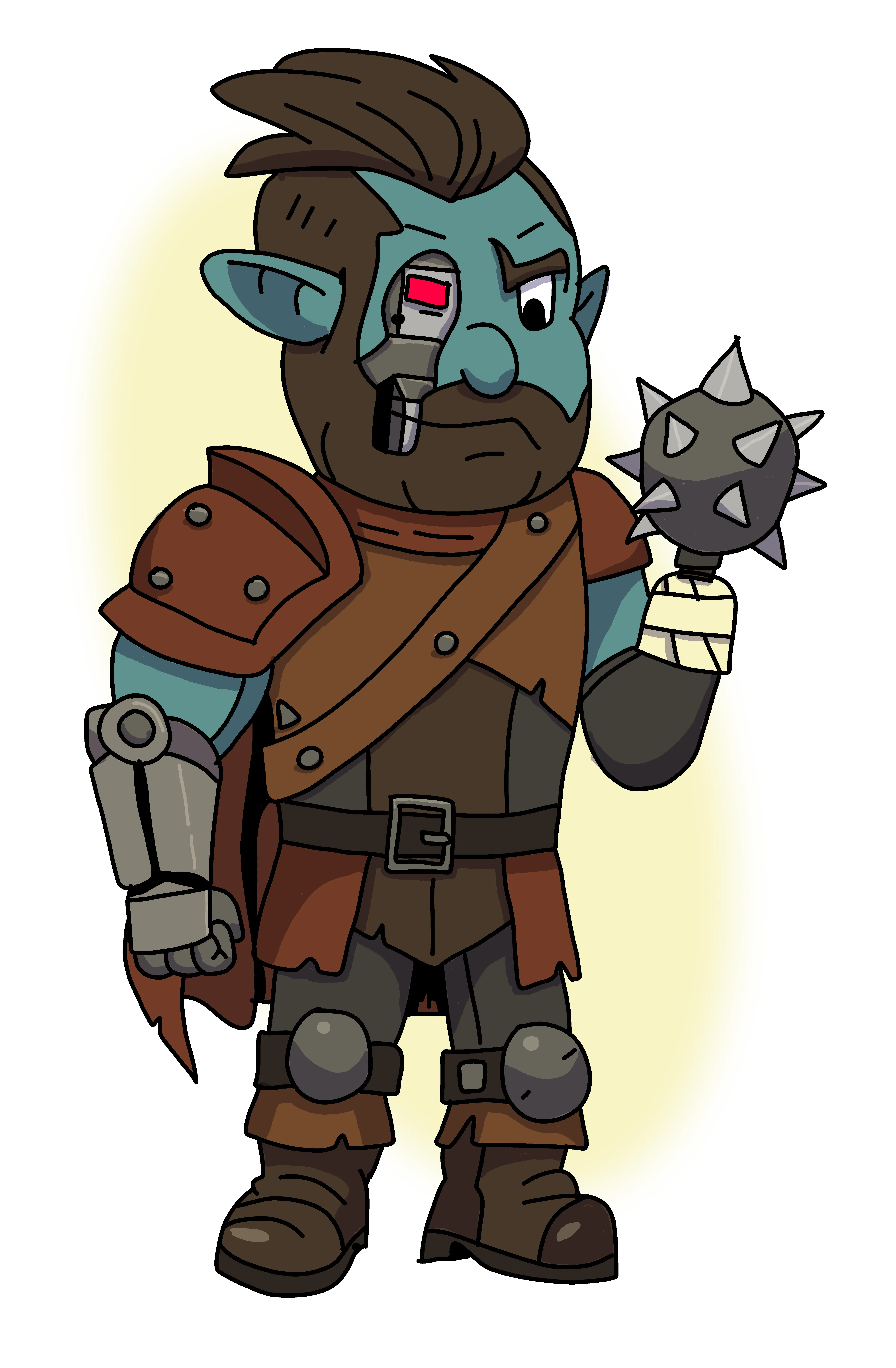 Final coloured illustration of Lanth Thaeylotte, firbolg paladin-barbarian